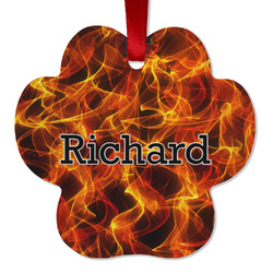 Fire Metal Paw Ornament - Double Sided w/ Name or Text