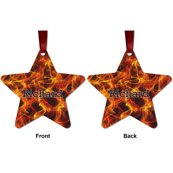 Fire Metal Star Ornament - Front and Back
