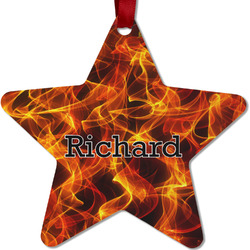 Fire Metal Star Ornament - Double Sided w/ Name or Text