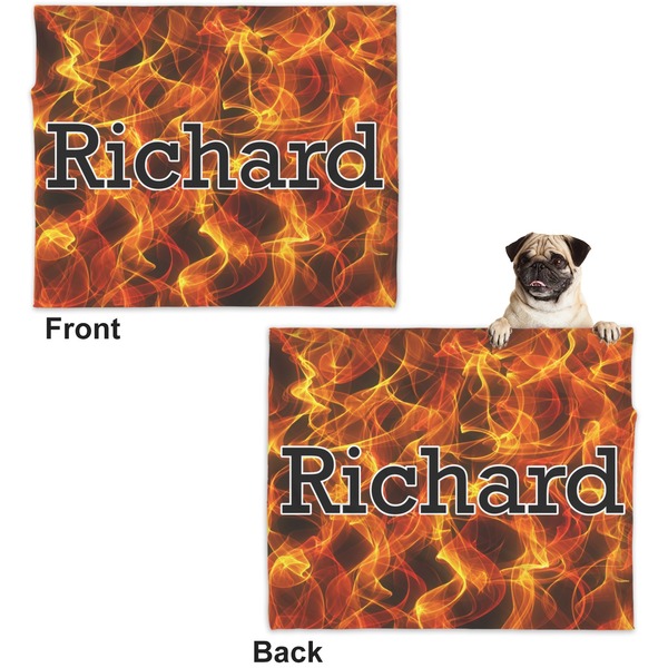 Fire Microfleece Dog Blanket - Large- Front & Back