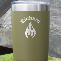 Fire 20 oz Stainless Steel Tumbler - Olive - Single Sided (Personalized)