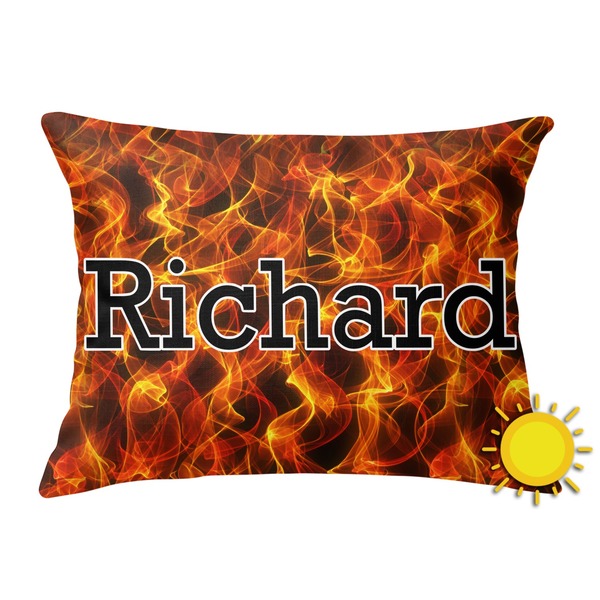 Custom Fire Outdoor Throw Pillow (Rectangular) (Personalized)