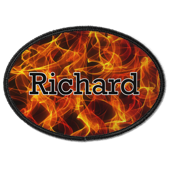 Custom Fire Iron On Oval Patch w/ Name or Text
