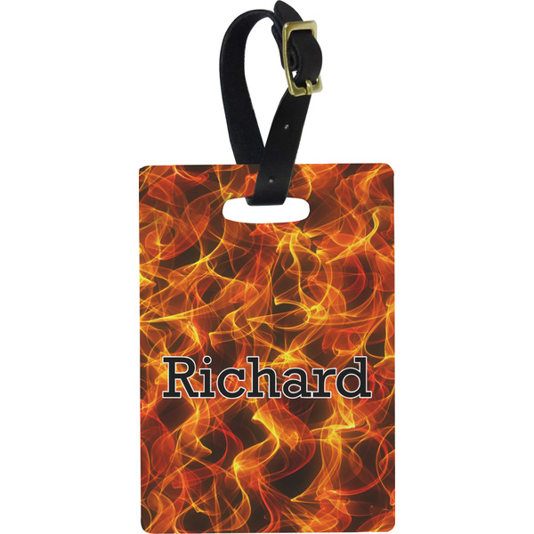Custom Fire Plastic Luggage Tag - Rectangular w/ Name or Text