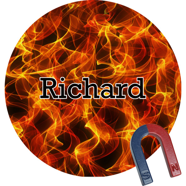 Custom Fire Round Fridge Magnet (Personalized)