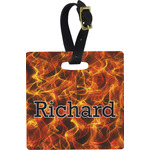 Fire Plastic Luggage Tag - Square w/ Name or Text