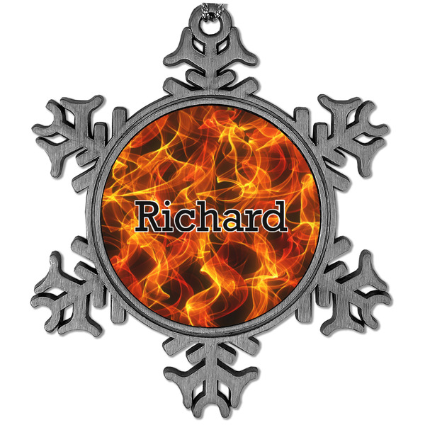 Custom Fire Vintage Snowflake Ornament (Personalized)