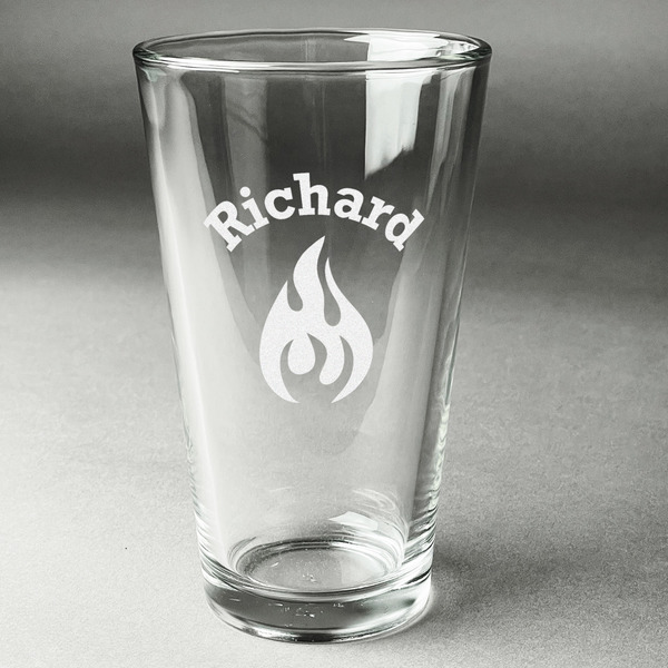 Custom Fire Pint Glass - Engraved (Single) (Personalized)