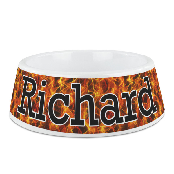 Custom Fire Plastic Dog Bowl - Medium (Personalized)