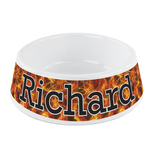 Custom Fire Plastic Dog Bowl - Small (Personalized)