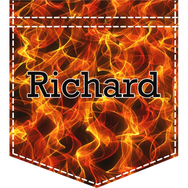 Custom Fire Iron On Faux Pocket (Personalized)