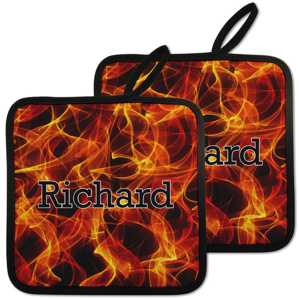 Custom Fire Pot Holders - Set of 2 w/ Name or Text