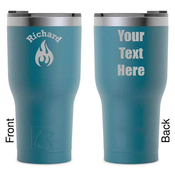 Custom Fire RTIC Tumbler - Dark Teal - Laser Engraved - Double-Sided (Personalized)