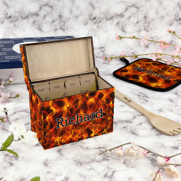 Fire Recipe Box - Full Color - In Context