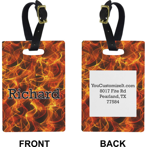 Fire Rectangle Luggage Tag (Front + Back)