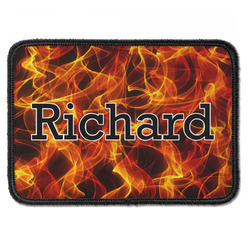Fire Iron On Rectangle Patch w/ Name or Text