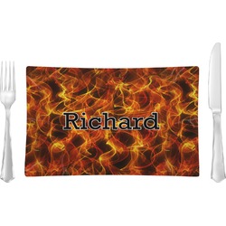 Fire Glass Rectangular Lunch / Dinner Plate (Personalized)