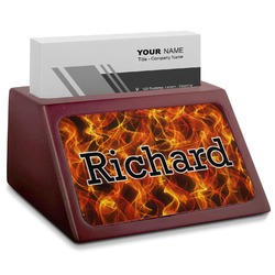 Fire Red Mahogany Business Card Holder (Personalized)