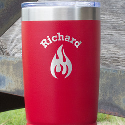 Fire 20 oz Stainless Steel Tumbler - Red - Double Sided (Personalized)
