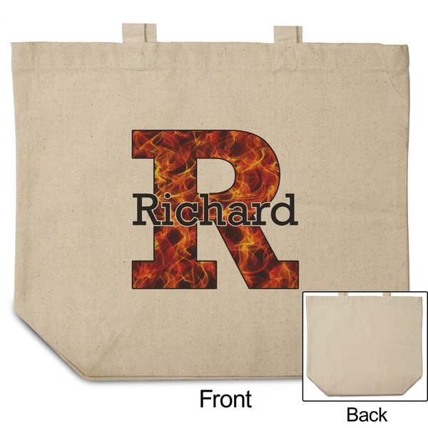 Fire Reusable Cotton Grocery Bag - Front & Back View