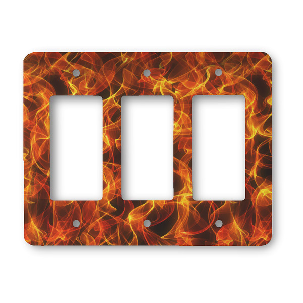 Custom Fire Rocker Style Light Switch Cover - Three Switch