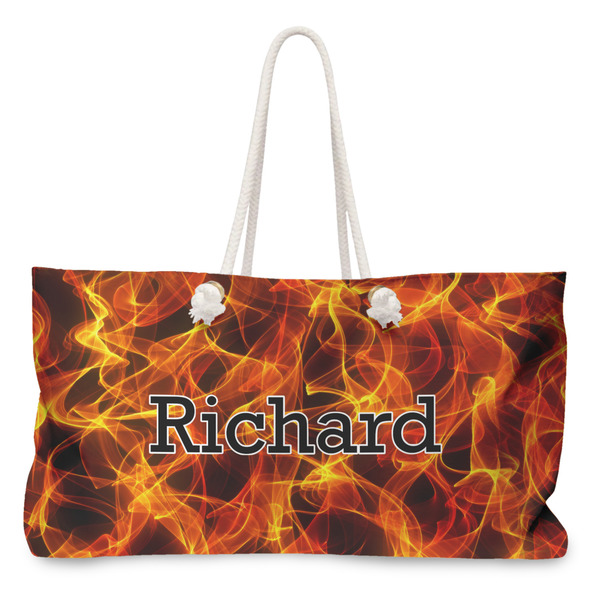 Custom Fire Large Tote Bag with Rope Handles (Personalized)