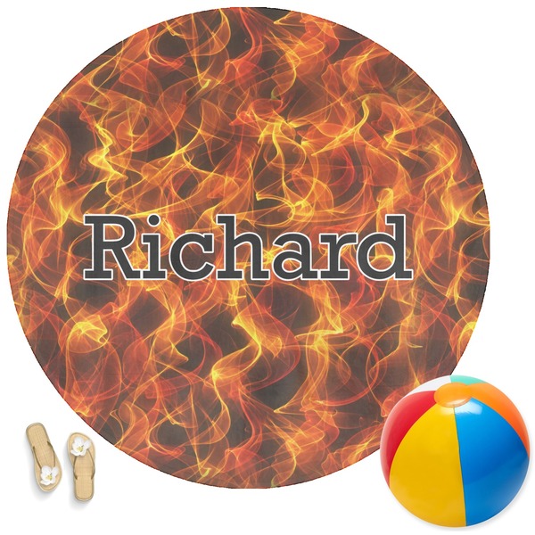 Custom Fire Round Beach Towel (Personalized)