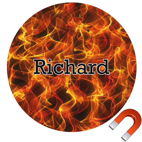 Custom Fire Round Car Magnet - 10" (Personalized)