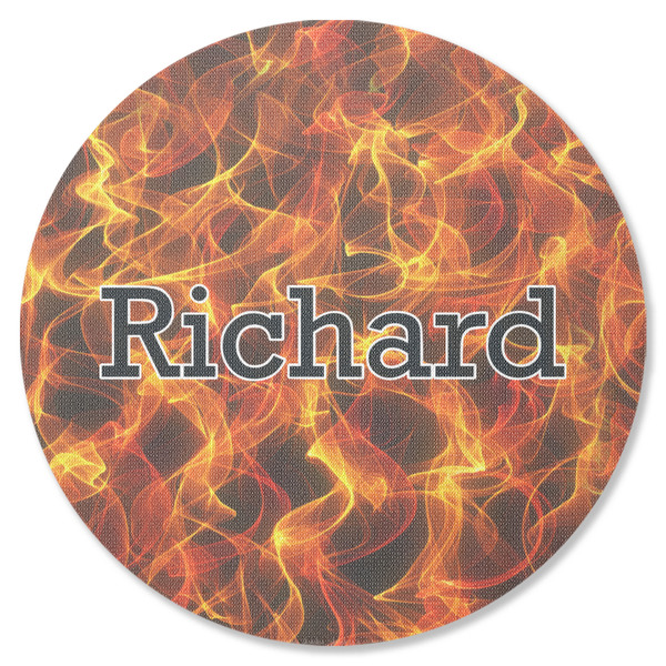 Custom Fire Round Rubber Backed Coaster (Personalized)