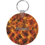 Fire Round Plastic Keychain (Personalized)