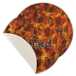 Fire Round Linen Placemat - Single Sided - Set of 4 (Personalized)