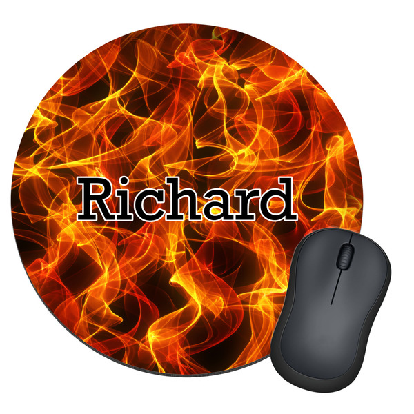 Custom Fire Round Mouse Pad (Personalized)