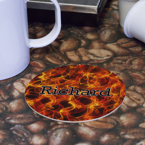 Fire Round Paper Coaster - Front