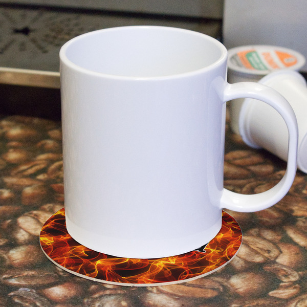 Fire Round Paper Coaster - With Mug