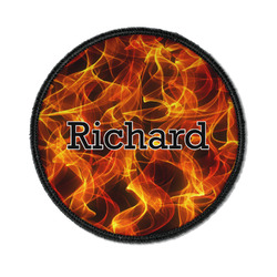 Fire Iron On Round Patch w/ Name or Text