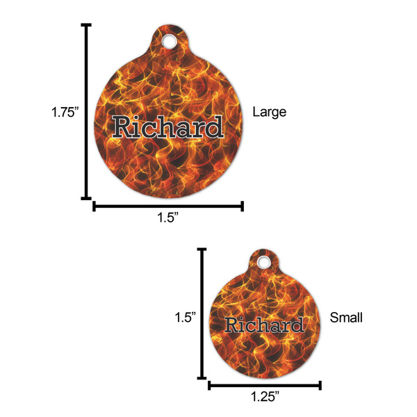 Fire Round Pet ID Tag - Large - Comparison Scale
