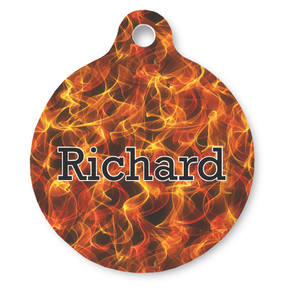 Custom Fire Round Pet ID Tag (Personalized)