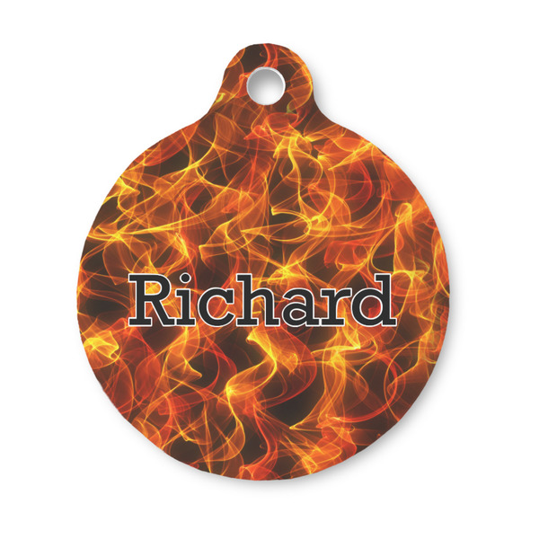 Custom Fire Round Pet ID Tag - Small (Personalized)
