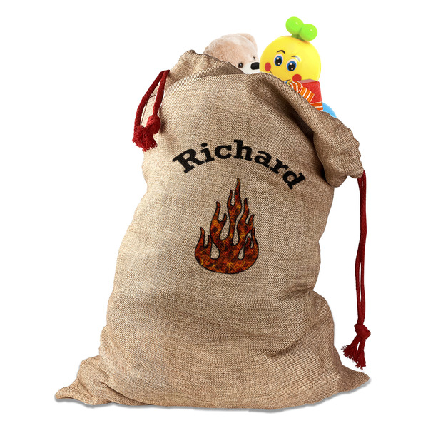 Fire Santa Bag - Front (stuffed w toys) PARENT
