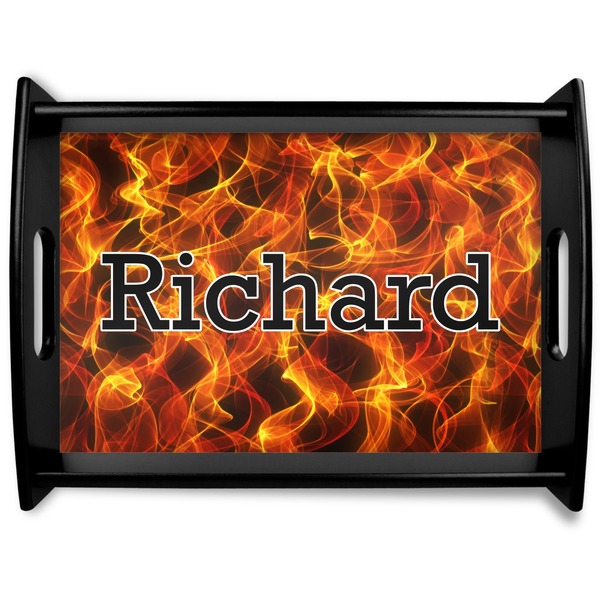 Custom Fire Black Wooden Tray - Large (Personalized)