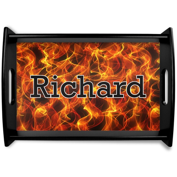 Custom Fire Black Wooden Tray - Small (Personalized)