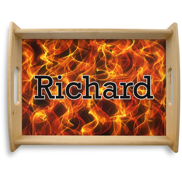 Custom Fire Natural Wooden Tray - Large (Personalized)