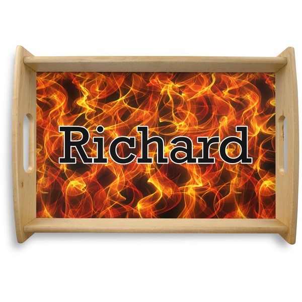 Custom Fire Natural Wooden Tray - Small (Personalized)