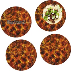 Fire Set of 4 Glass Lunch / Dinner Plate 10" (Personalized)