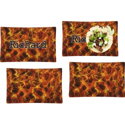 Fire Set of 4 Glass Rectangular Lunch / Dinner Plate (Personalized)