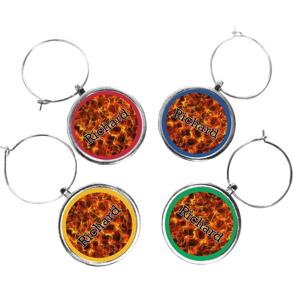 Custom Fire Wine Charms (Set of 4) (Personalized)
