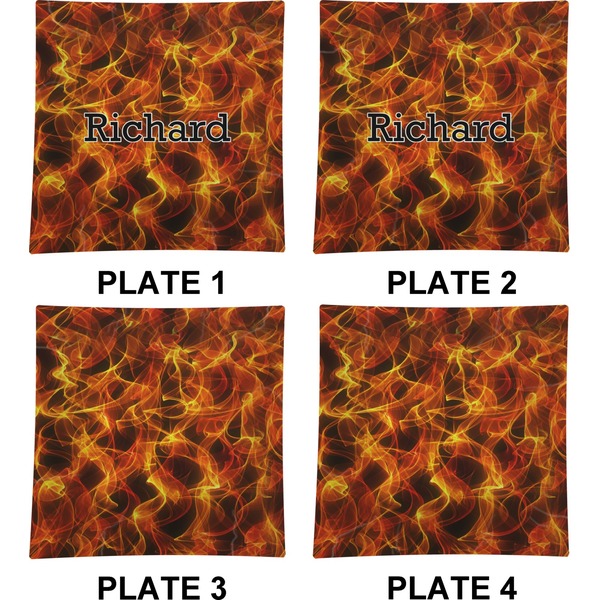 Fire Set of Square Dinner Plates (Approval)