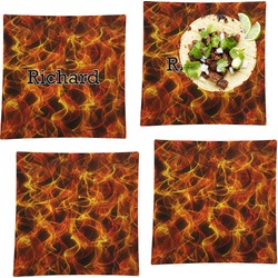 Fire Set of 4 Glass Square Lunch / Dinner Plate 9.5" (Personalized)