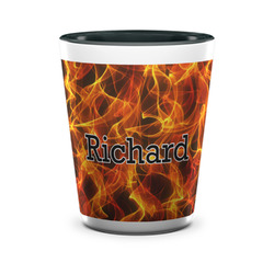 Fire Ceramic Shot Glass - 1.5 oz - Two Tone - Set of 4 (Personalized)