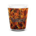 Fire Ceramic Shot Glass - 1.5 oz - White - Set of 4 (Personalized)